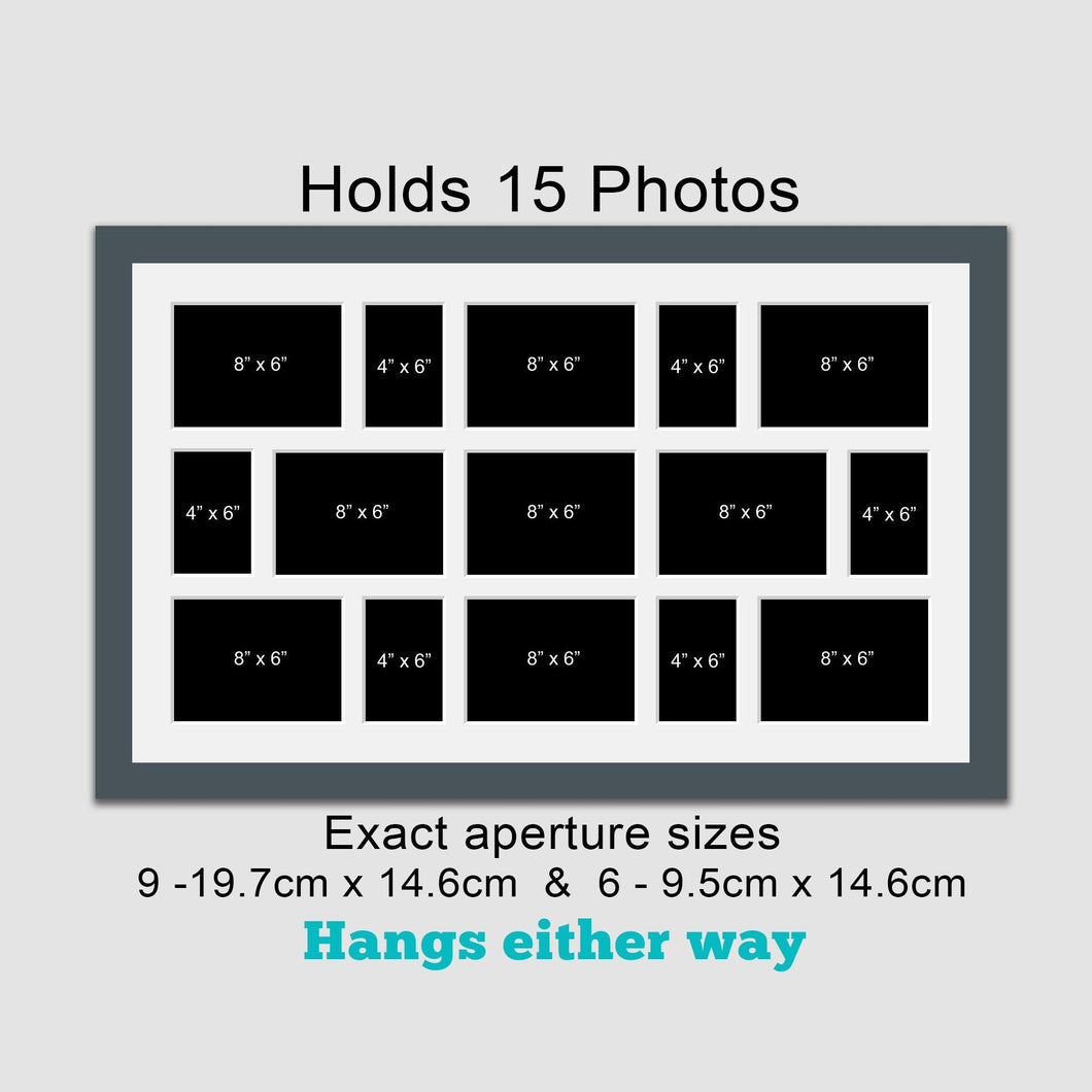 Extra Large Multi Photo Picture Frame to Hold 9 15 photos in a Grey Frame - Multi Photo Frames