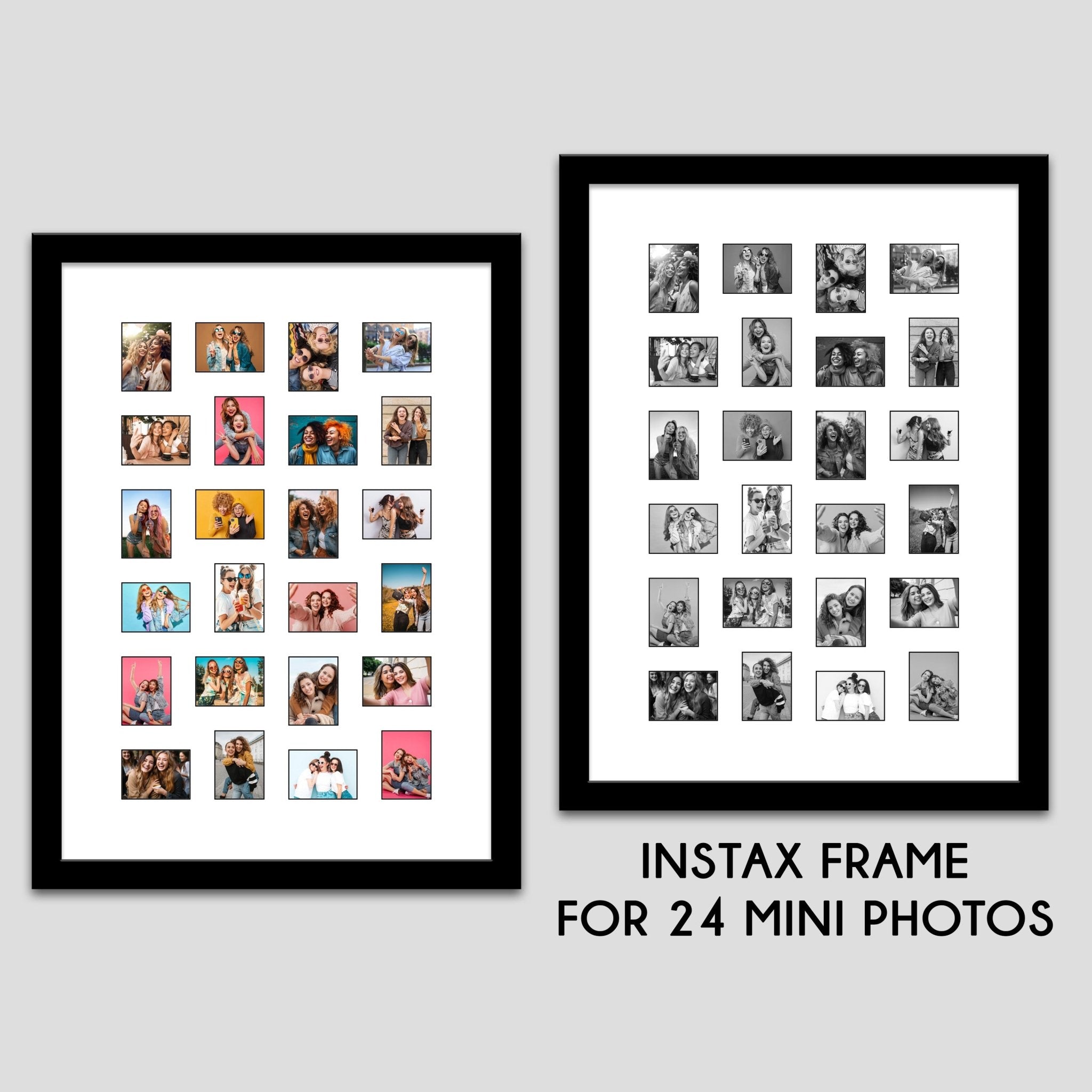 Instax Frame for 24 Mini Instax Photos - Black Frame - White Mount wit ...