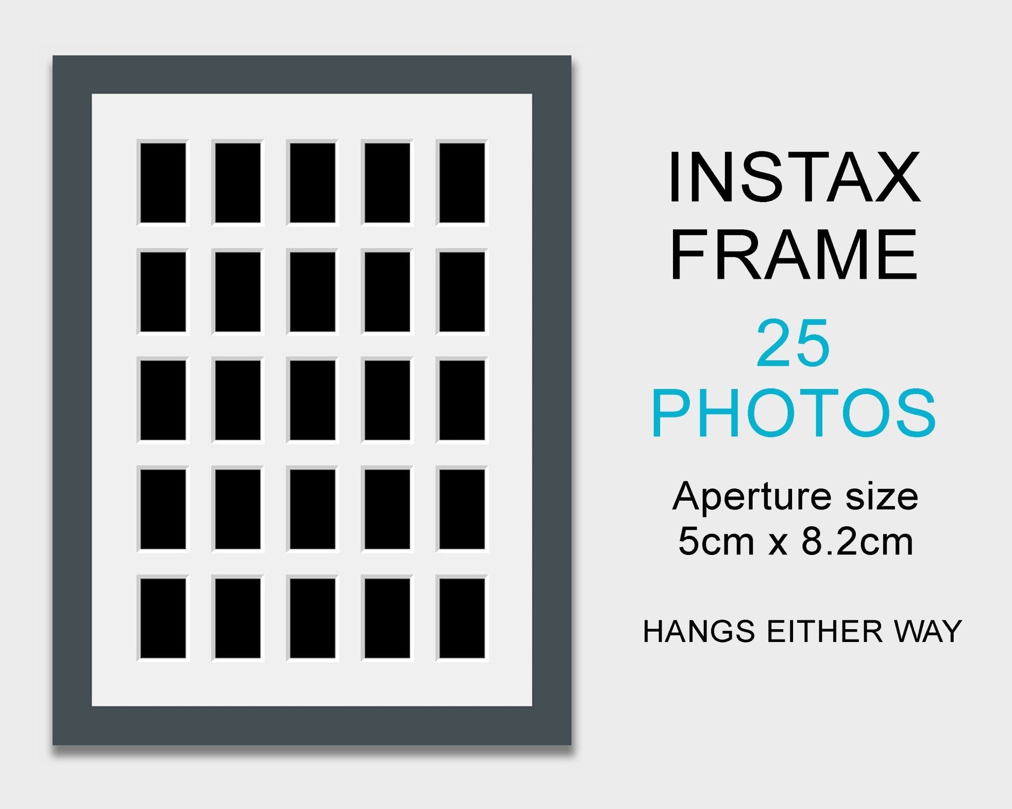 Instax Frame for 25 Instax Full Size Photos - Grey Frame – Multi Photo ...