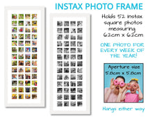 Load image into Gallery viewer, Instax Frame for 52 Instax Square Photos in a White Wood Frame - Multi Photo Frames
