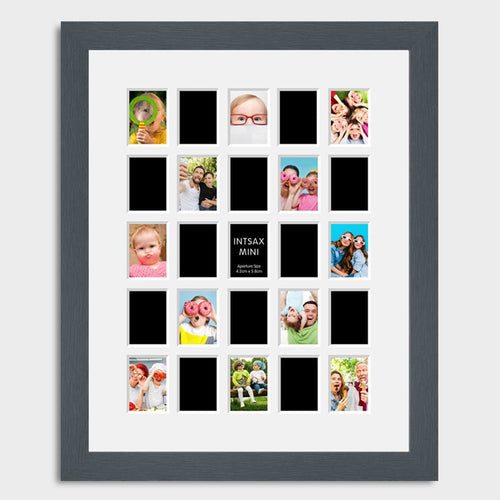 Instax Frame with 25 Apertures For Instax Mini Photos in Grey Wood - Multi Photo Frames