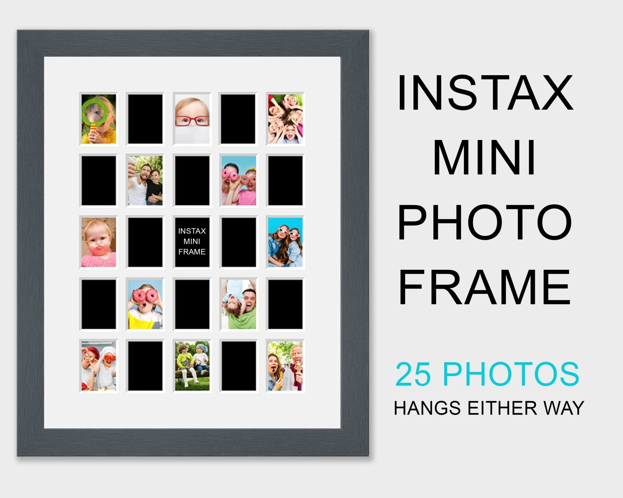 Instax Frame with 25 Apertures For Instax Mini Photos in Grey Wood ...