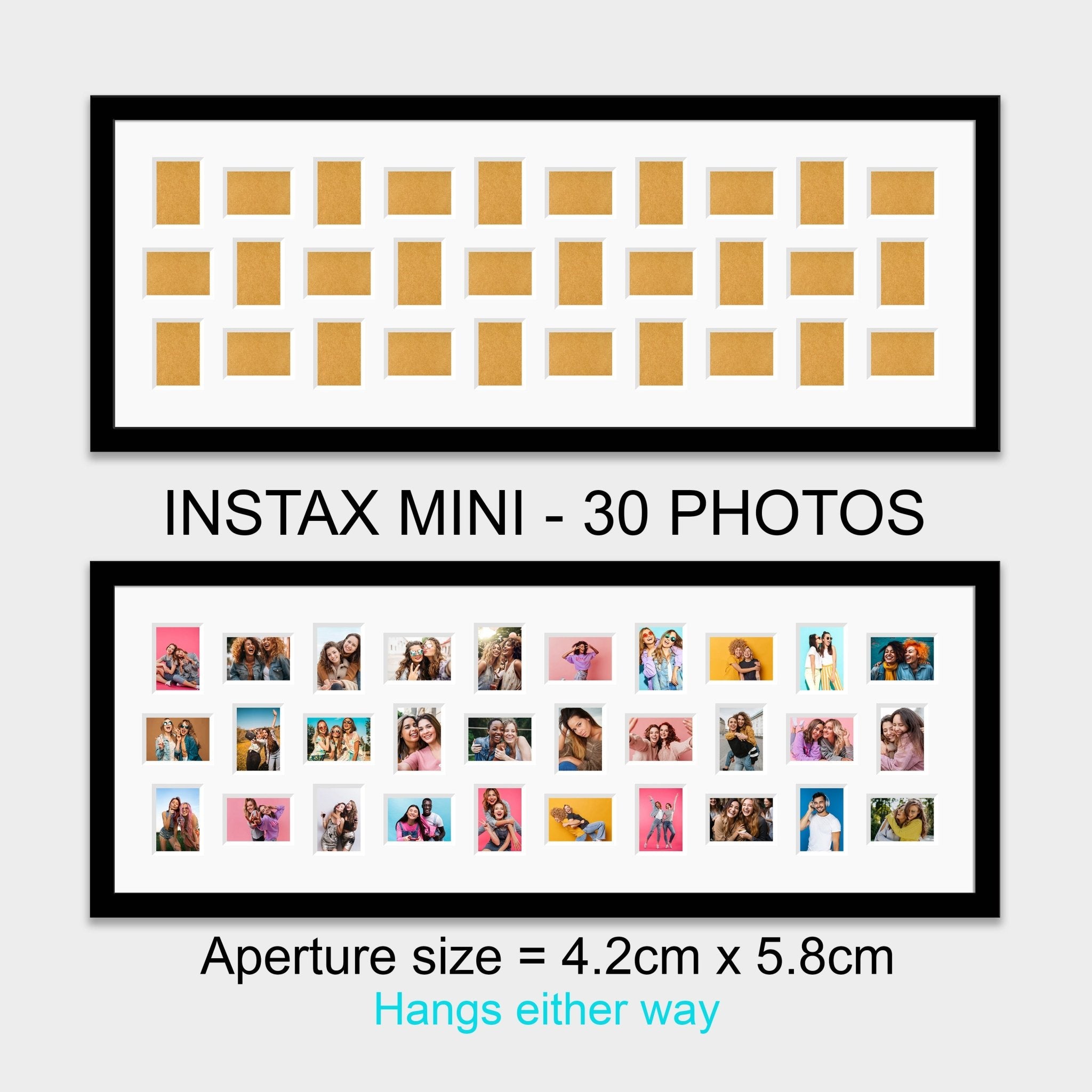 Instax Mini Photo Frame for 30 Photos - Black Frame - White Mount ...
