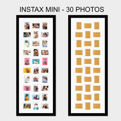 Instax Multi Frame for 30 Instax Mini Photos - Black Frame - White Mount - Multi Photo Frames