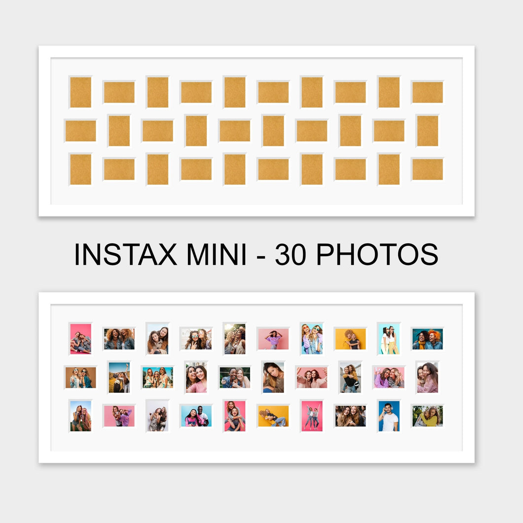 Instax Multi Frame for 30 Instax Mini Photos - White Frame - White Mount - Multi Photo Frames