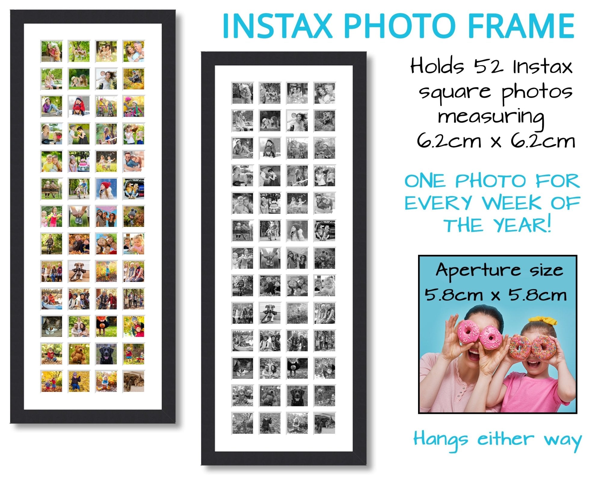 52 Frame Instax Multi Photo Frame | 52 Apertures For Instax Square Photos ...