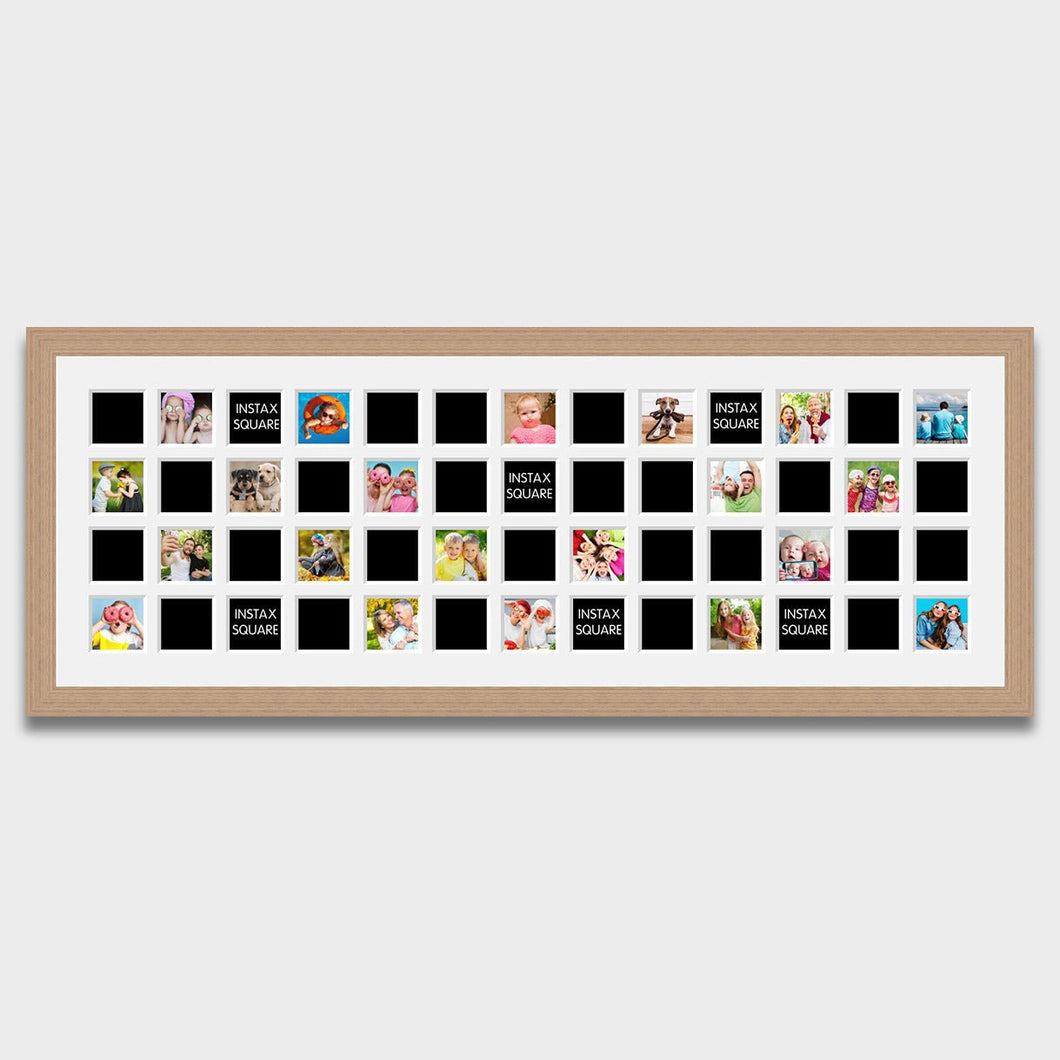 Instax Multi Photo Frame 52 Apertures For Instax Square Photos in 30mm Oak Veneer Frame - Multi Photo Frames