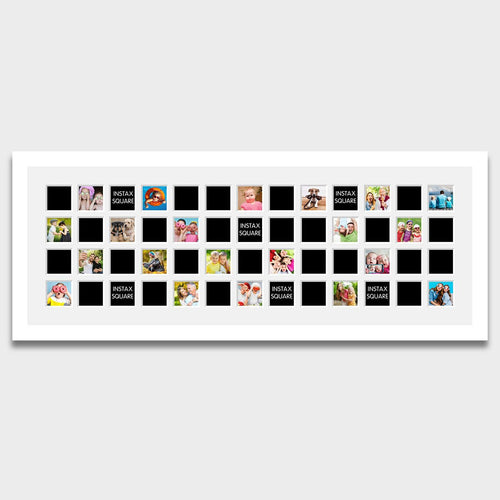 Instax Multi Photo Frame 52 Apertures For Instax Square Photos in a White Wood Frame - Multi Photo Frames