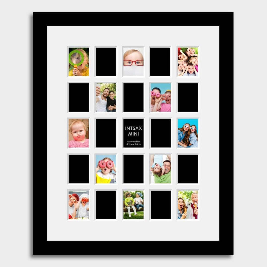 Instax Multi Photo Frames with 25 Apertures For Instax Mini Photos in a Black Frame - Multi Photo Frames
