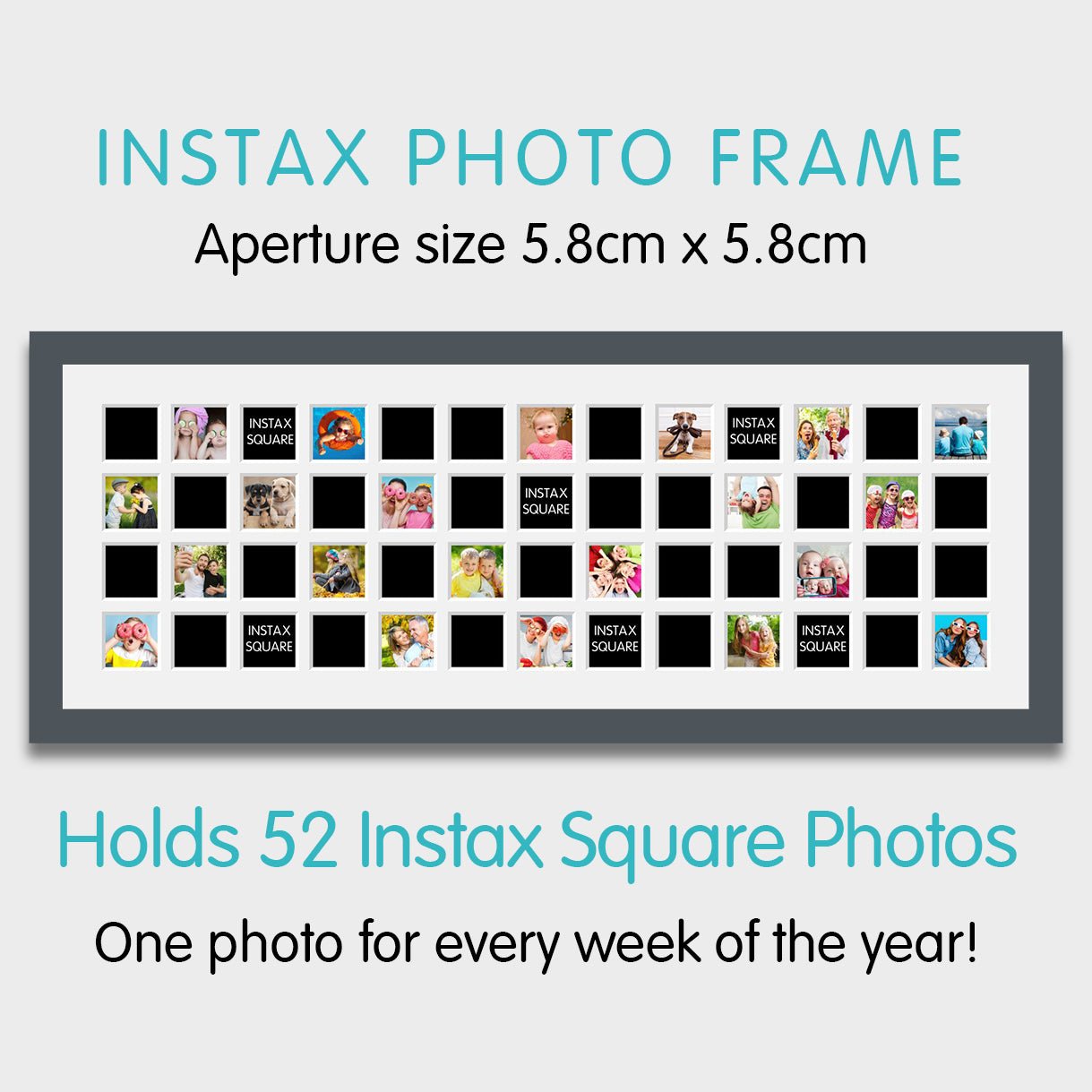 Instax Photo Frame 52 Apertures For Instax Square Photos in Grey
