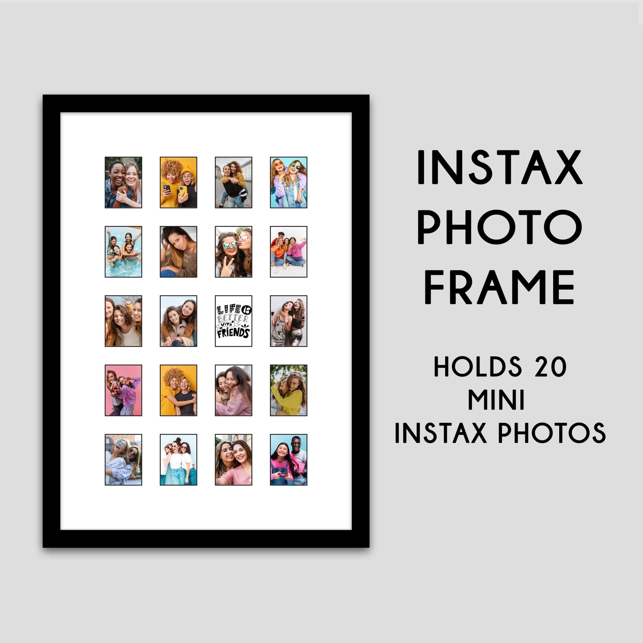 Instax Photo Frame for 20 Mini Photos - Black Frame - White with Black ...