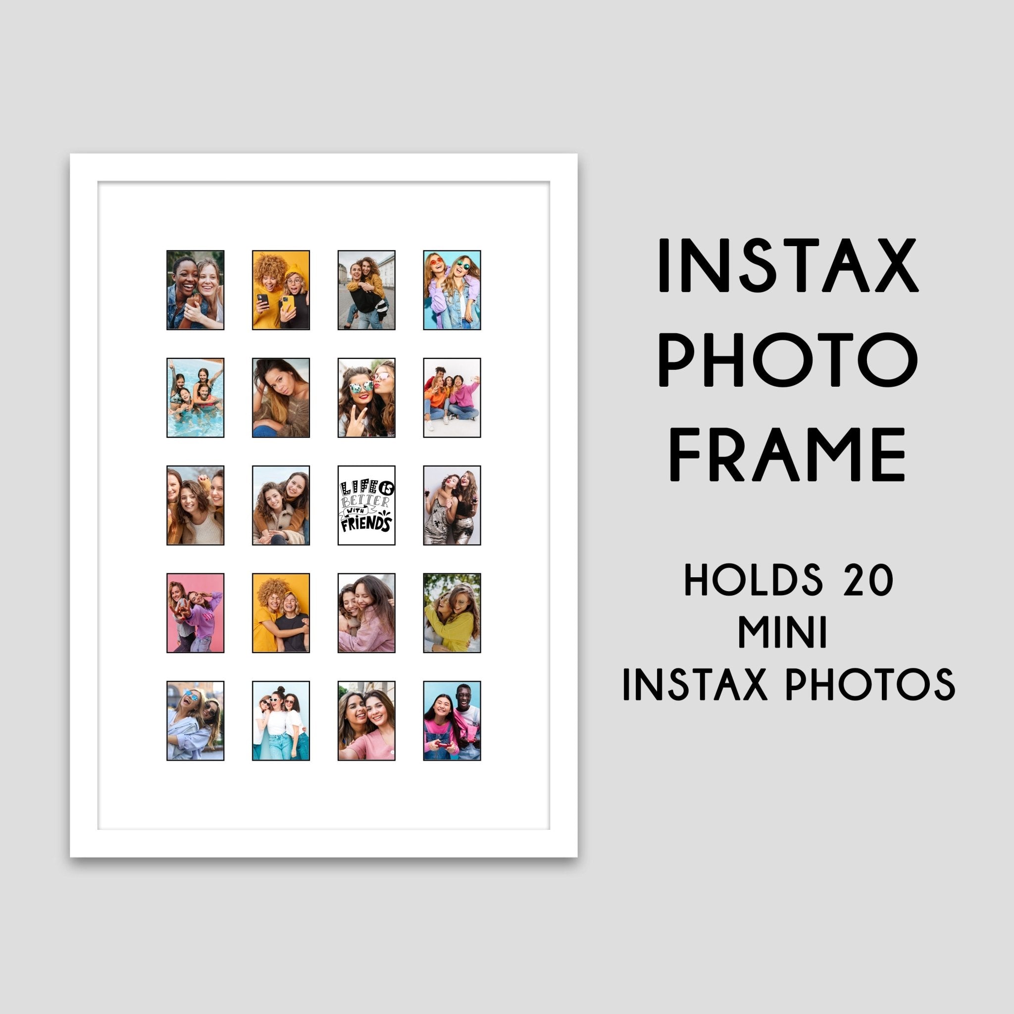 Instax Photo Frame for 20 Mini Photos - White Frame with White Mount w ...
