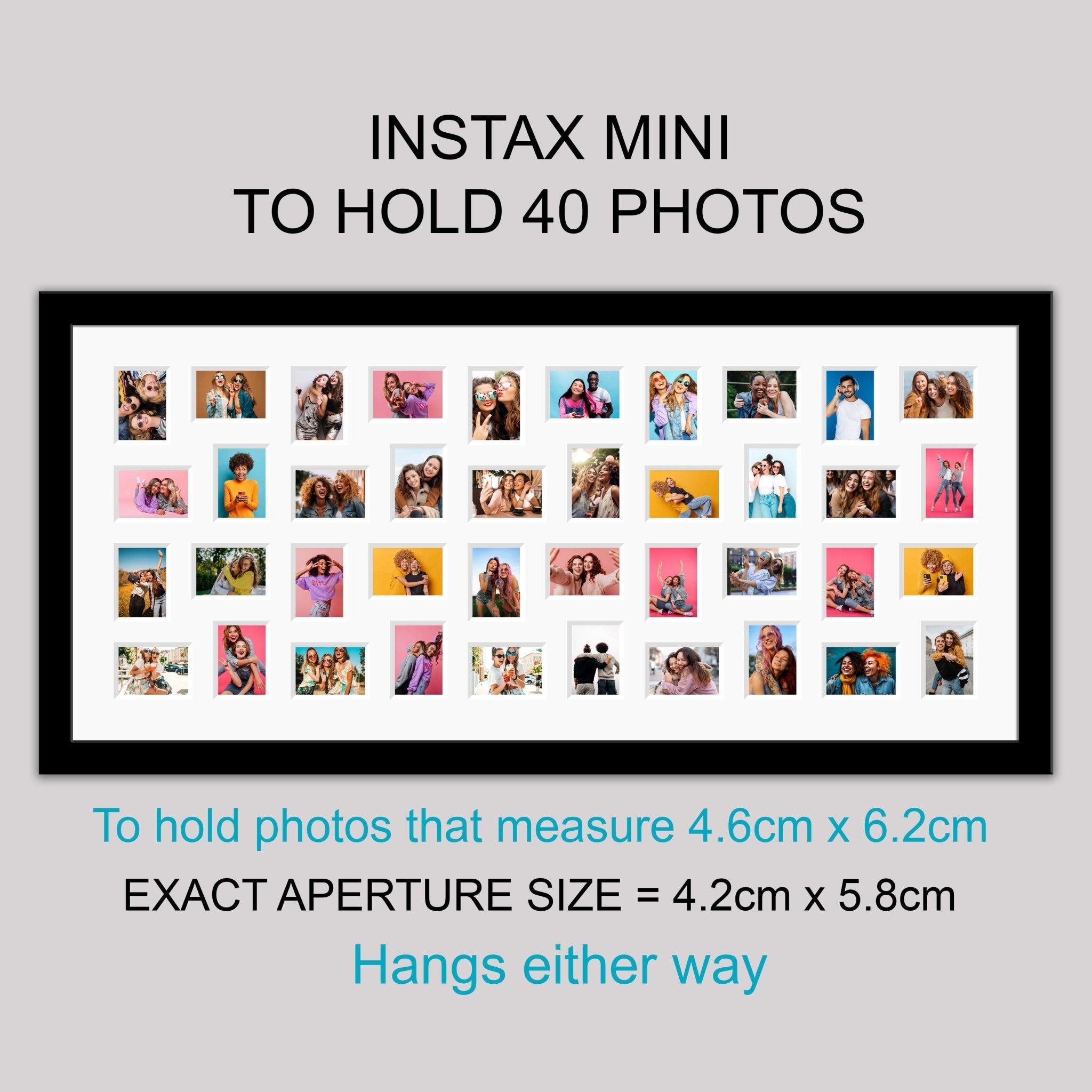 Instax Photo Frame for 40 Mini Instax Photos - Black Frame -White Moun ...