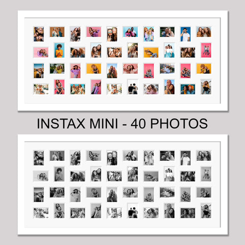 Instax Photo Frame for 40 Mini Instax Photos - White Frame - White Mount - Multi Photo Frames