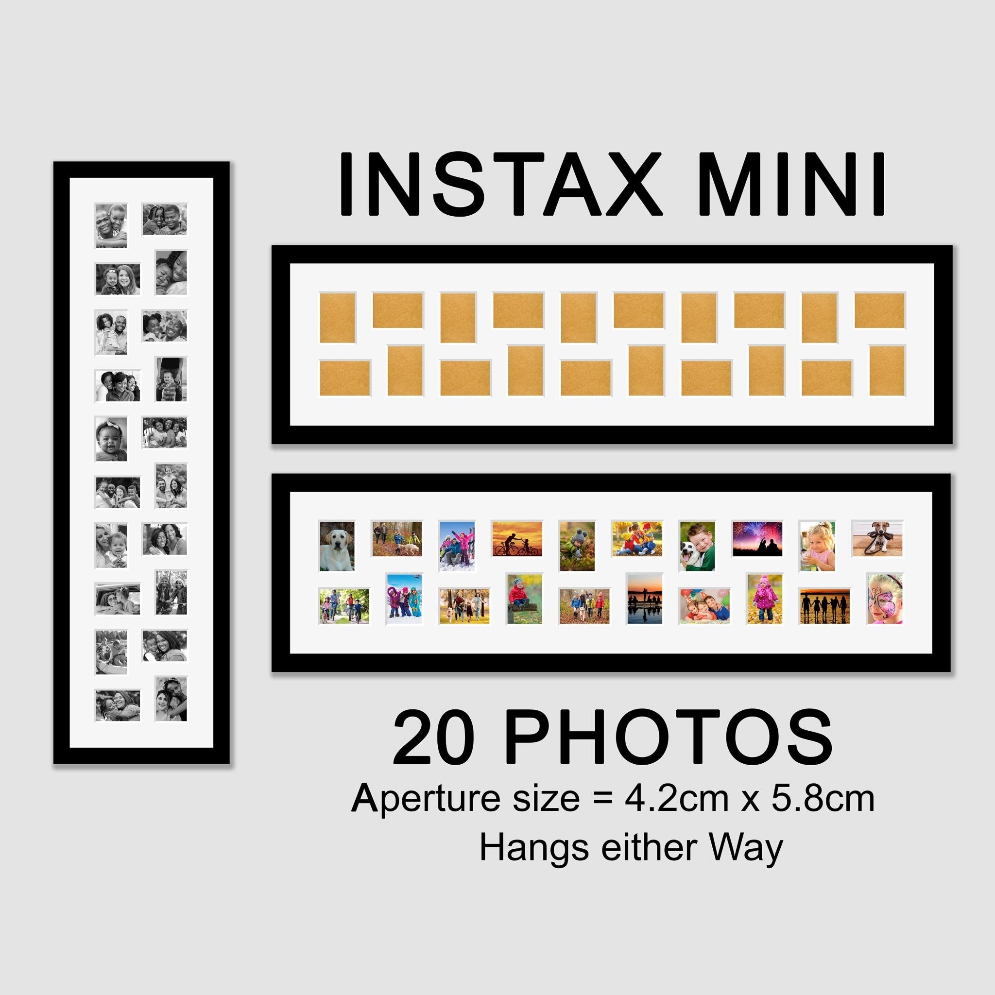 Instax Photo Frame - Holds 20 Instax Mini Photos - Black Frame – Multi ...