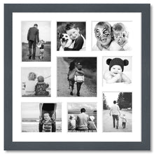 Load image into Gallery viewer, Large Multi Aperture Photo Frame Holds 9 Photos | Grey Frame - Multi Photo Frames
