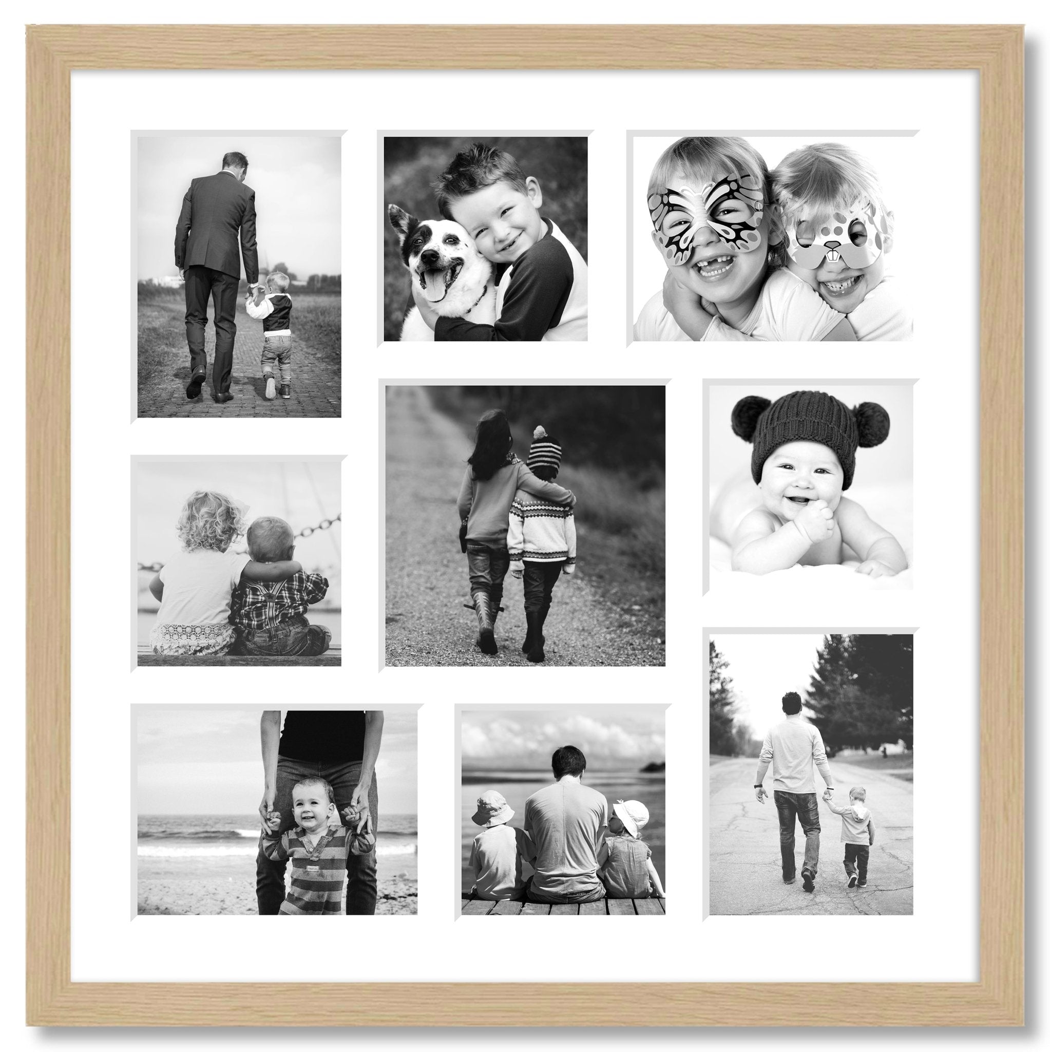 Multi Photo Frame | Holds 9 Photos | Oak Veneer Frame – Multi Photo Frames