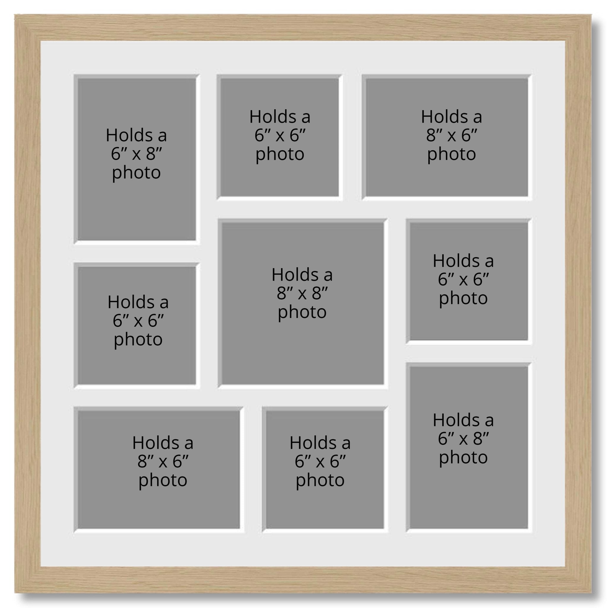 9 Multi Frame Multi Photo Frame | Holds 9 Photos | Oak Veneer Frame – Multi Photo Frames