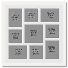 Load image into Gallery viewer, Large Multi Aperture Photo Frame Holds 9 Photos | White Frame - Multi Photo Frames

