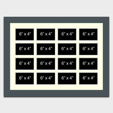 Load image into Gallery viewer, Large Multi Photo Collage Frame for 16 6&quot;x4&quot; Photos in a 40mm Dark Grey Frame - Multi Photo Frames
