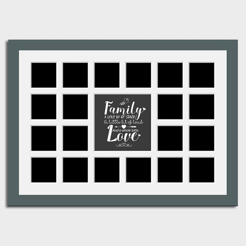 Large Multi Photo Family Frame to Hold 20 4x4 Instagram Photos in a 40mm Dark Grey Frame - Multi Photo Frames