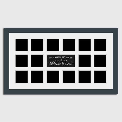 Large Multi Photo Family Picture Frame Holds 16 4x4 Photos in a 40mm Dark Grey Frame - Multi Photo Frames