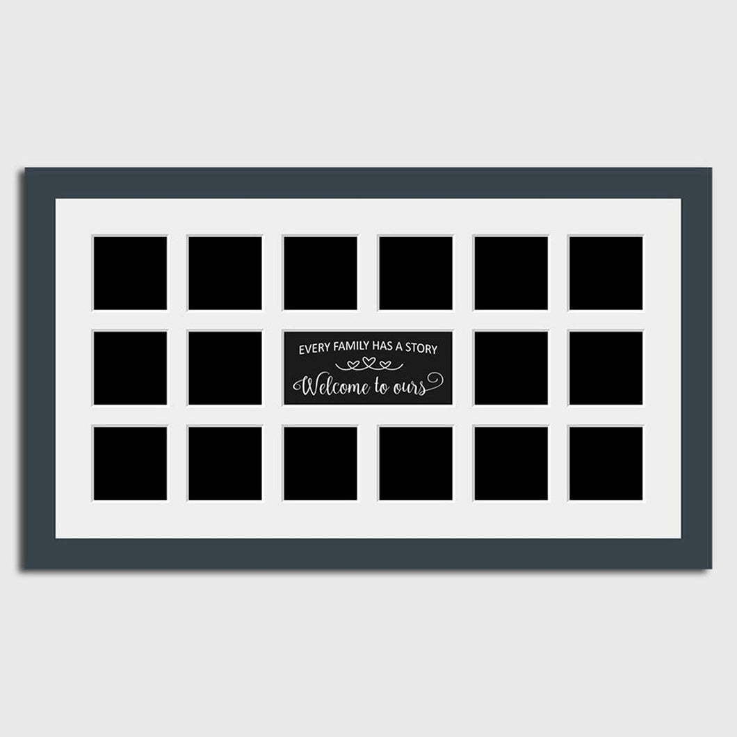 Large Multi Photo Family Picture Frame Holds 16 4x4 Photos in a 40mm Dark Grey Frame - Multi Photo Frames