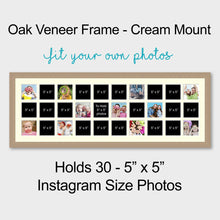 Load image into Gallery viewer, Large Multi Photo Frame Holds 30 - 5&quot; x 5&quot; Photos in a 30mm Wide Oak Veneer Frame - Multi Photo Frames
