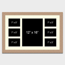 Load image into Gallery viewer, Large Multi Photo Frame - Holds 6 7&quot;x5&quot; and 1 12&quot;x16&quot; Photo in a 30mm Oak Veneer Frame - Multi Photo Frames

