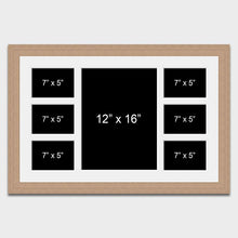 Load image into Gallery viewer, Large Multi Photo Frame - Holds 6 7&quot;x5&quot; and 1 12&quot;x16&quot; Photo in a 30mm Oak Veneer Frame - Multi Photo Frames
