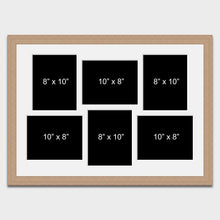 Load image into Gallery viewer, Large Multi Photo Frame Holds 6 8&quot;x10&quot; Photos in 30mm Oak Veneer Frame - Multi Photo Frames
