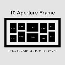 Load image into Gallery viewer, Large Multi Photo Picture Frame Holds 10 photos in a Black Wooden Frame - Multi Photo Frames
