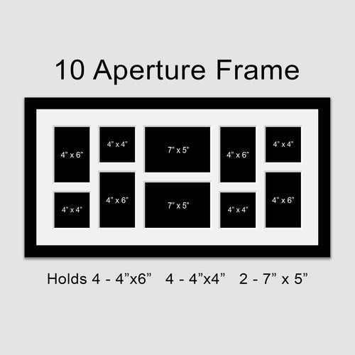 Large Multi Photo Picture Frame Holds 10 photos in a Black Wooden Frame - Multi Photo Frames