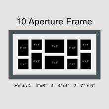 Load image into Gallery viewer, Large Multi Photo Picture Frame Holds 10 photos in a Dark Grey Wooden Frame - Multi Photo Frames
