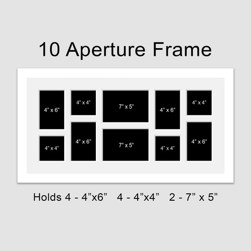 Large Multi Photo Picture Frame Holds 10 photos in a White Wooden Frame - Multi Photo Frames