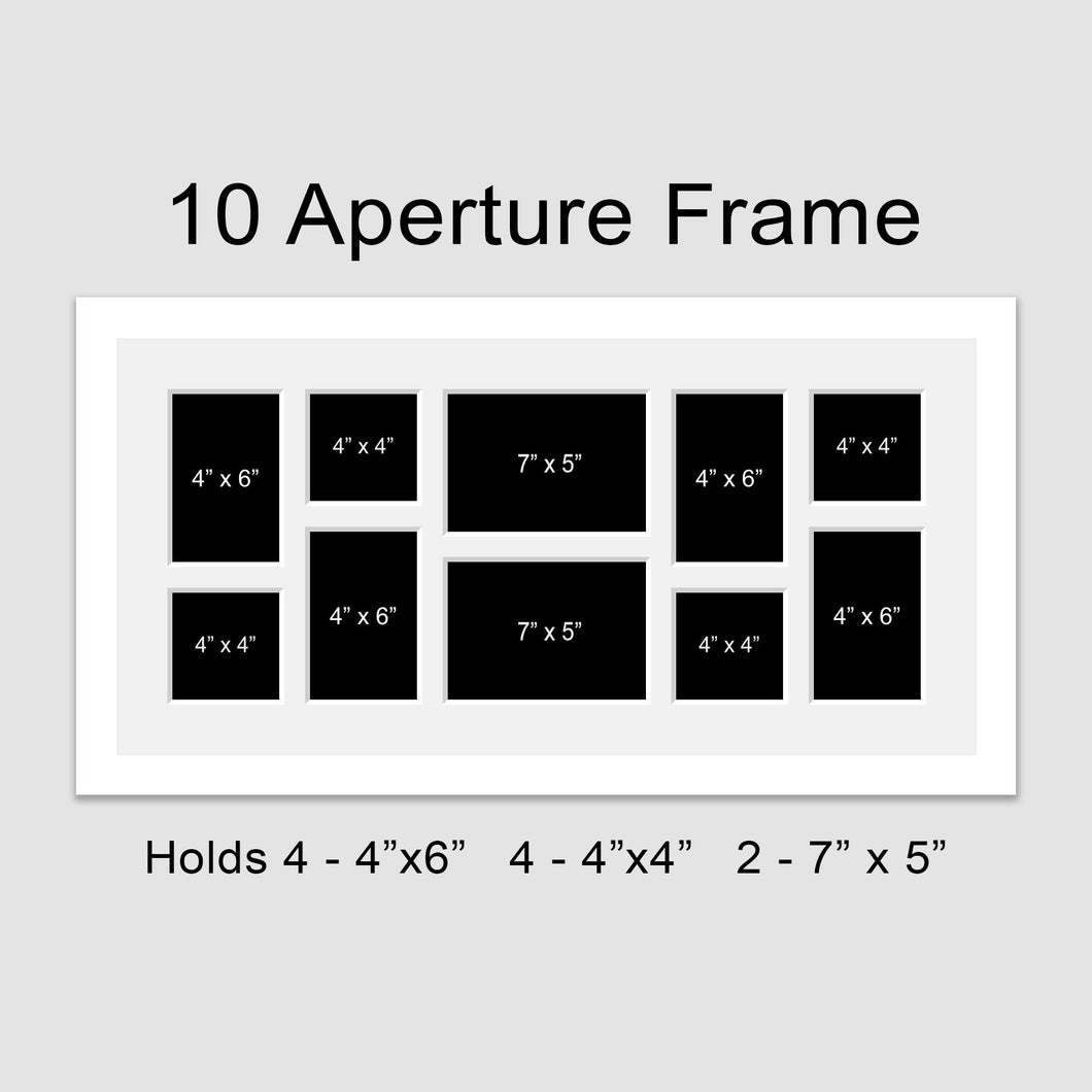 Large Multi Photo Picture Frame Holds 10 photos in a White Wooden Frame - Multi Photo Frames