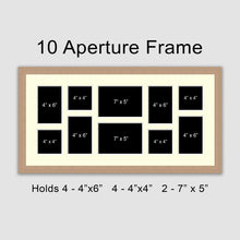 Load image into Gallery viewer, Large Multi Photo Picture Frame Holds 10 photos in an Oak Veneer Wooden Frame - Multi Photo Frames
