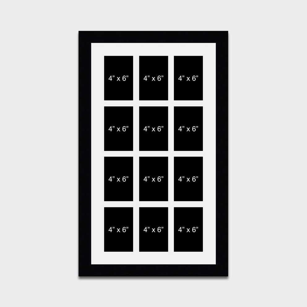 Large Multi Photo Picture Frame Holds 12 4x6 Photos in a 33mm Black Wood Frame - Multi Photo Frames