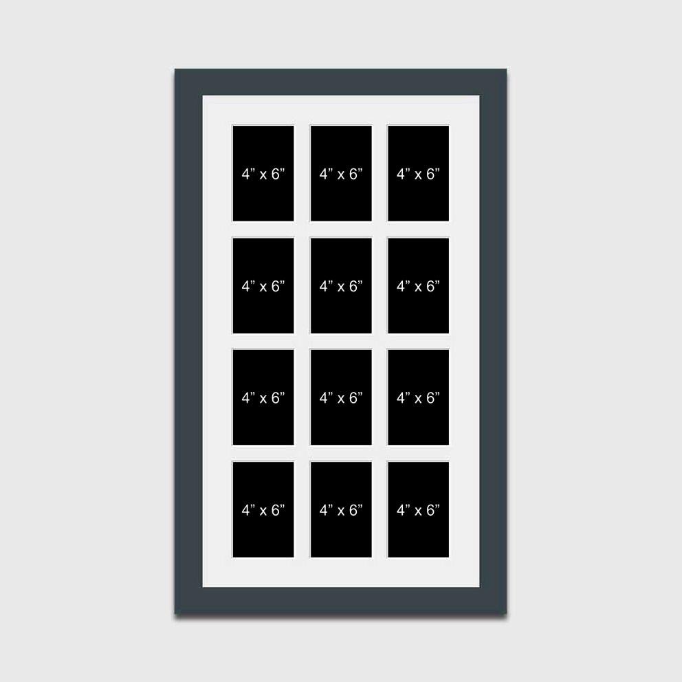 Large Multi Photo Picture Frame Holds 12 4x6 Photos in a 40mm Dark Grey Frame - Multi Photo Frames