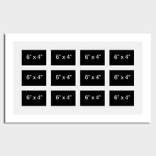 Load image into Gallery viewer, Large Multi Photo Picture Frame Holds 12 6&quot;x4&quot; Photos in a 33mm White Wood Frame - Multi Photo Frames
