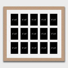Load image into Gallery viewer, Large Multi Photo Picture Frame Holds 15 4&quot;x6&quot; photos in a 30mm Oak Veneer Frame - Multi Photo Frames
