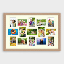Load image into Gallery viewer, Large Multi Photo Picture Frame Holds 15 6&quot;x4&quot; photos in a 30mm Wide Oak Veneer Frame - Multi Photo Frames
