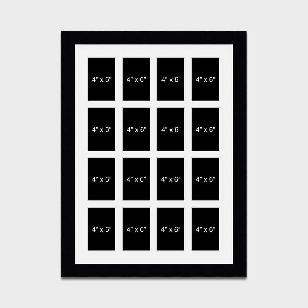 Large Multi Photo Picture Frame Holds 16 4x6 Photos in a 33mm Black Wood Frame - Multi Photo Frames