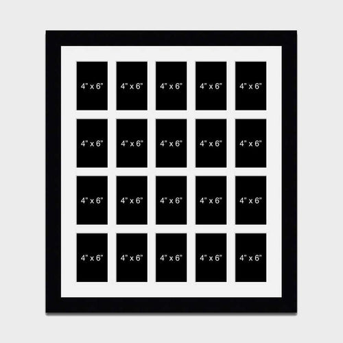 Large Multi Photo Picture Frame Holds 20 6x4 Photos in a 33mm Black Frame - Multi Photo Frames