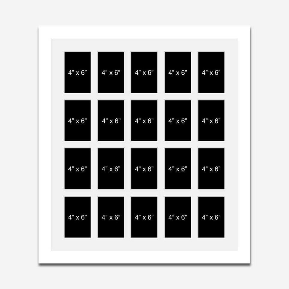 Large Multi Photo Picture Frame Holds 20 6x4 Photos in a 33mm White Wood Frame - Multi Photo Frames