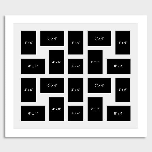 Large Multi Photo Picture Frame Holds 20 photos in a 33mm White Wood Frame - Multi Photo Frames