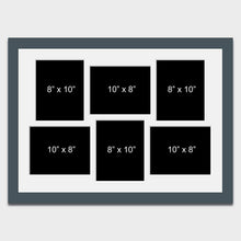 Load image into Gallery viewer, Large Multi Photo Picture Frame Holds 6 8&quot;x10&quot; Photos in a 40mm Dark Grey Frame - Multi Photo Frames
