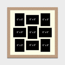 Load image into Gallery viewer, Large Multi Photo Picture Frame Holds 9 8&quot;x6&quot; Photos in a 30mm Oak Veneer Frame - Multi Photo Frames
