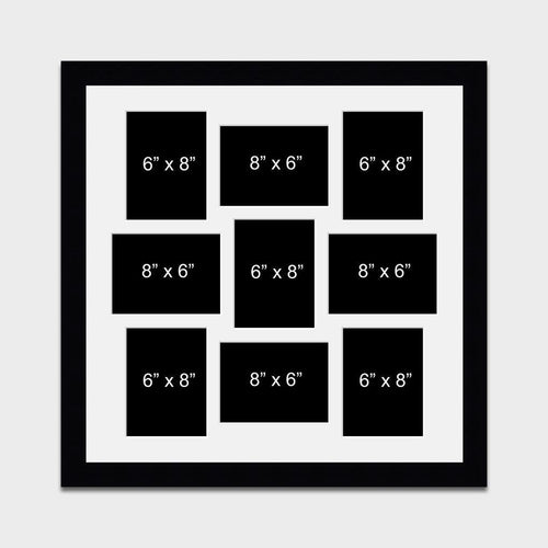 Large Multi Photo Picture Frame Holds 9 Photos | Black Frame - Multi Photo Frames