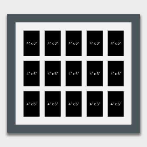 Large Multi Photo Picture Frame in Grey to hold 15 4